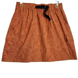 Women Cargo Skort Size Medium Orange Belted Outdoor Athletic Stretch Waist Aspen